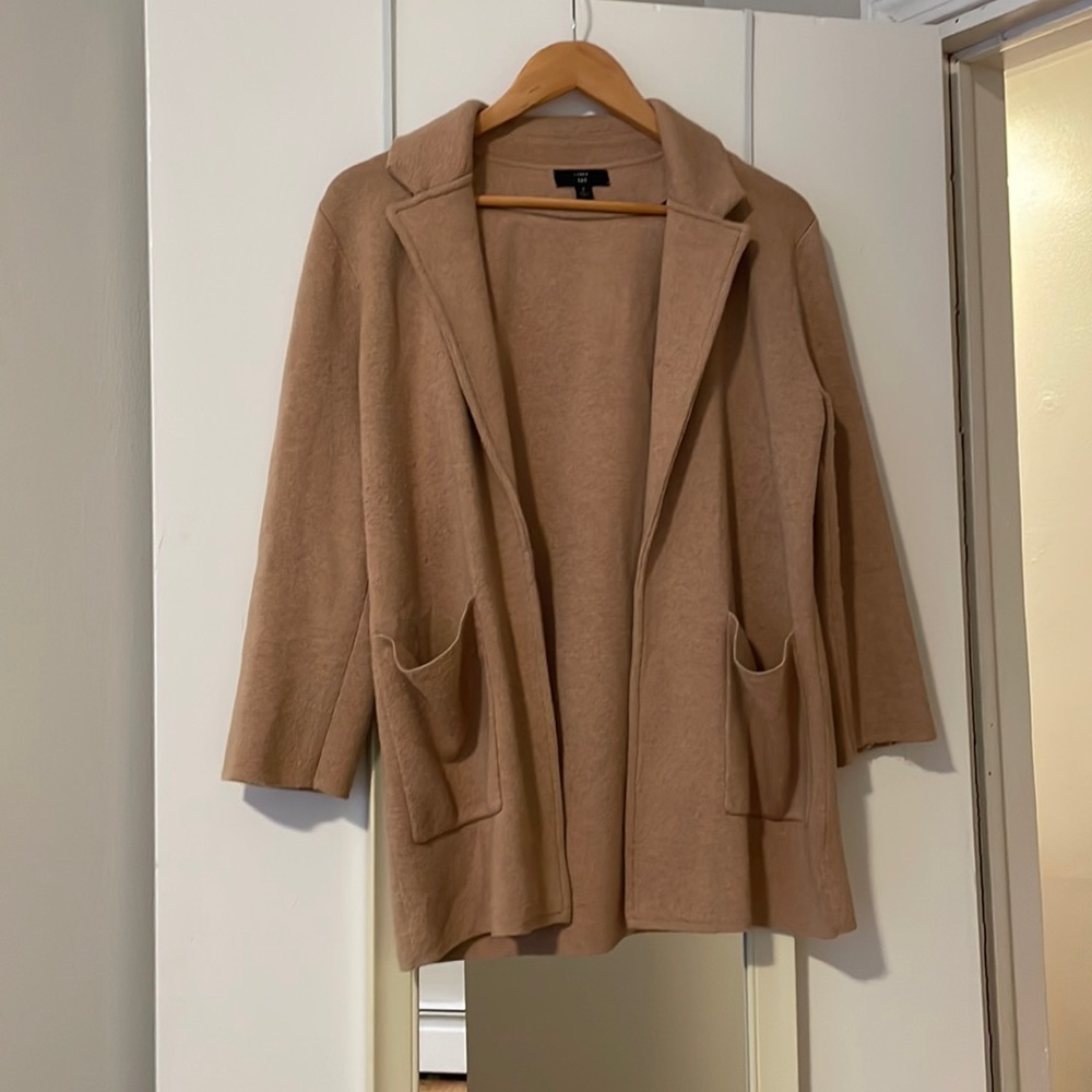 J Crew camel sweater-blazer